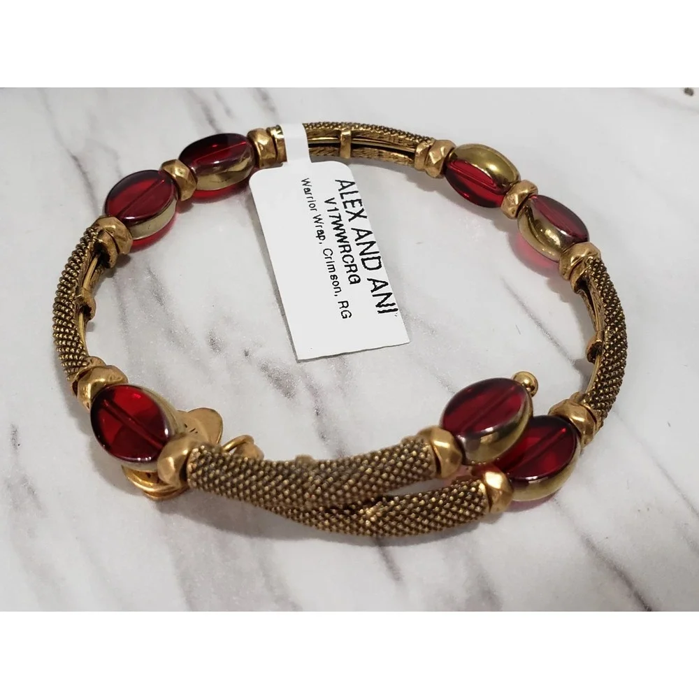 NEW Alex and Ani Warrior Crimson Wrap Beaded Bracelet